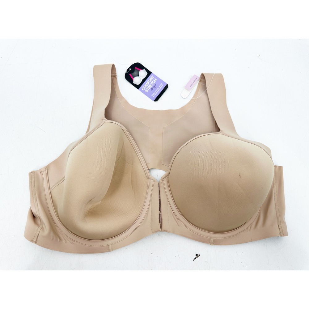 Bali Front-Close Underwire Bra 40D Beige Comfort Stretch Everyday Wear